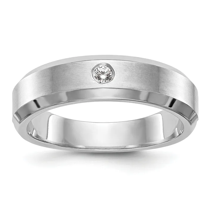 Goldia Rings 004ct CZ Solid Real 14K White Gold Mens Wedding Band Ring Goldia Rings 004ct CZ Solid Real 14K White Gold Mens Wedding Band Ring