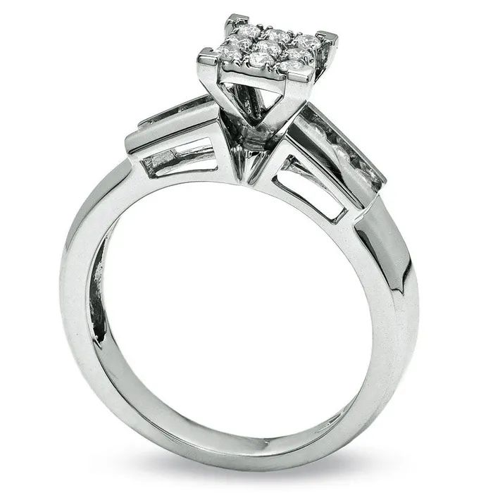 Goldia Rings 025 CT TW Composite Natural Diamond Engagement Ring in Solid 14K White Gold Goldia Rings 025 CT TW Composite Natural Diamond Engagement Ring in Solid 14K White Gold