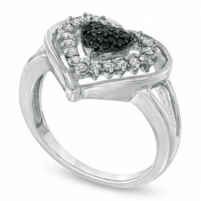 Goldia Rings 025 CT TW Enhanced Black and White Natural Diamond Heart Ring in Sterling Silver Size 7 Goldia Rings 025 CT TW Enhanced Black and White Natural Diamond Heart Ring in Sterling Silver Size 7