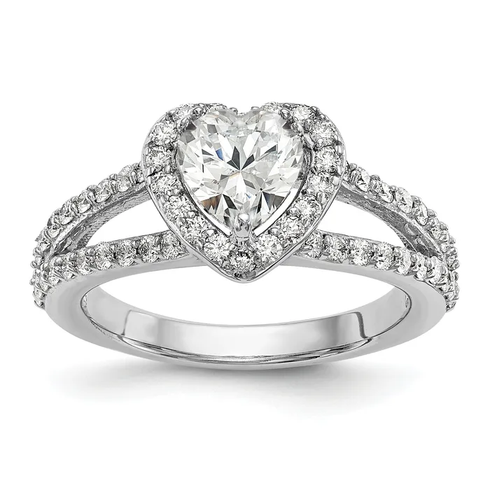 Goldia Rings 050ct CZ Solid Real 14K White Gold Heart Halo Engagement Ring Goldia Rings 050ct CZ Solid Real 14K White Gold Heart Halo Engagement Ring