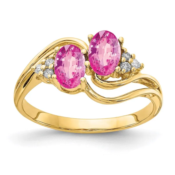 Goldia Rings 14K Yellow Gold 6x4mm Oval Pink Sapphire A Real Diamond ring Goldia Rings 14K Yellow Gold 6x4mm Oval Pink Sapphire A Real Diamond ring