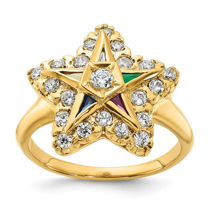 Goldia Rings 14k Yellow Gold Womens Polished Eastern Star Masonic Ring Mounting Goldia Rings 14k Yellow Gold Womens Polished Eastern Star Masonic Ring Mounting