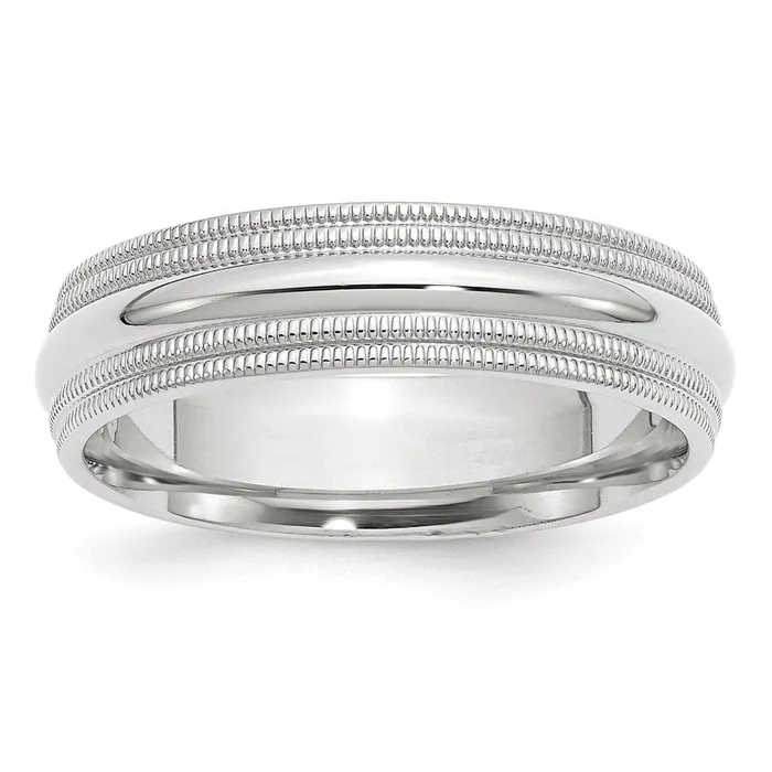 Goldia Rings Solid 10K White Gold 6mm Double Milgrain Comfort Fit MensWomens Wedding Band Ring Size 6 Goldia Rings Solid 10K White Gold 6mm Double Milgrain Comfort Fit MensWomens Wedding Band Ring Size 6