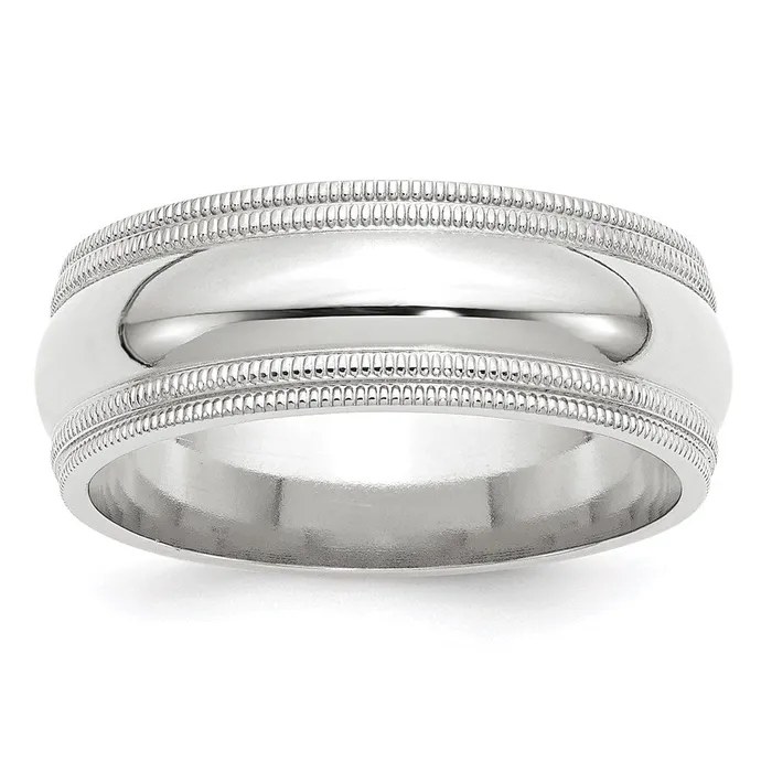 Goldia Rings Solid 10K White Gold 8mm Double Milgrain Comfort Fit MensWomens Wedding Band Ring Size 7 Goldia Rings Solid 10K White Gold 8mm Double Milgrain Comfort Fit MensWomens Wedding Band Ring Size 7