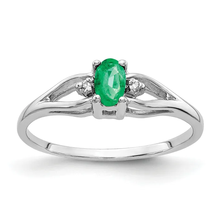 Goldia Rings Solid 14k White Gold 5x3mm Oval Simulated Emerald VS CZ Ring Goldia Rings Solid 14k White Gold 5x3mm Oval Simulated Emerald VS CZ Ring