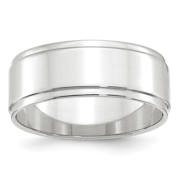 Goldia Rings Solid 14K White Gold 8mm Flat with Step Edge MensWomens Wedding Band Ring Size 13 Goldia Rings Solid 14K White Gold 8mm Flat with Step Edge MensWomens Wedding Band Ring Size 13
