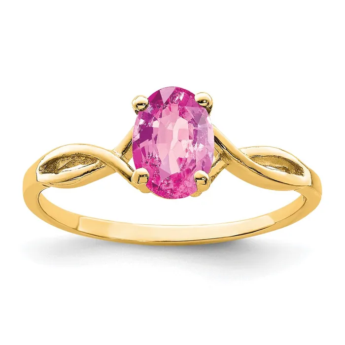 Goldia Rings Solid 14k Yellow Gold 7x5mm Oval PinK Simulated Sapphire Ring Goldia Rings Solid 14k Yellow Gold 7x5mm Oval PinK Simulated Sapphire Ring