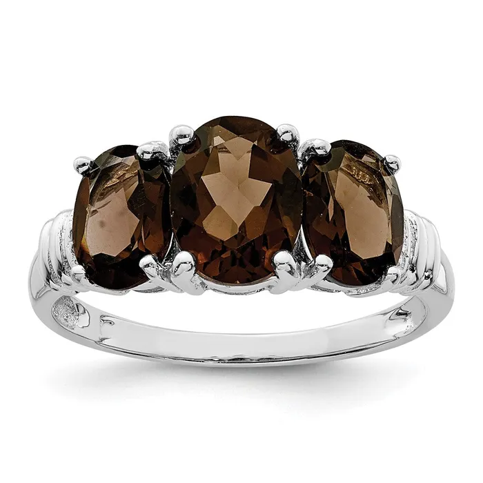 Goldia Rings Sterling Silver Rhodium 3 Stone Smoky Quartz u0026 Diamond Ring Goldia Rings Sterling Silver Rhodium 3 Stone Smoky Quartz u0026 Diamond Ring