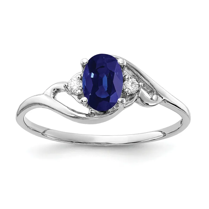 Goldia Solid 14k White Gold 6x4mm Oval Simulated Sapphire VS CZ Ring Rings Goldia Solid 14k White Gold 6x4mm Oval Simulated Sapphire VS CZ Ring Rings