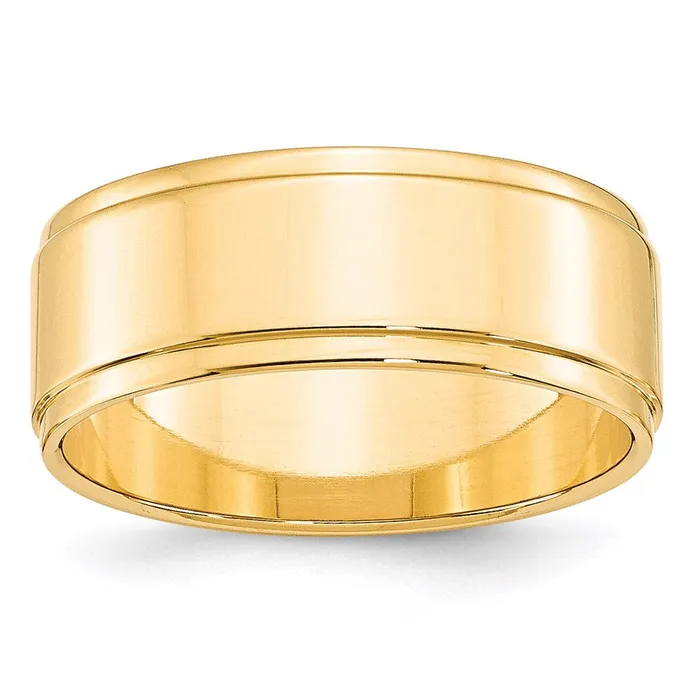 Goldia Solid 14K Yellow Gold 8mm Flat with Step Edge MensWomens Wedding Band Ring Size 5 Rings Goldia Solid 14K Yellow Gold 8mm Flat with Step Edge MensWomens Wedding Band Ring Size 5 Rings