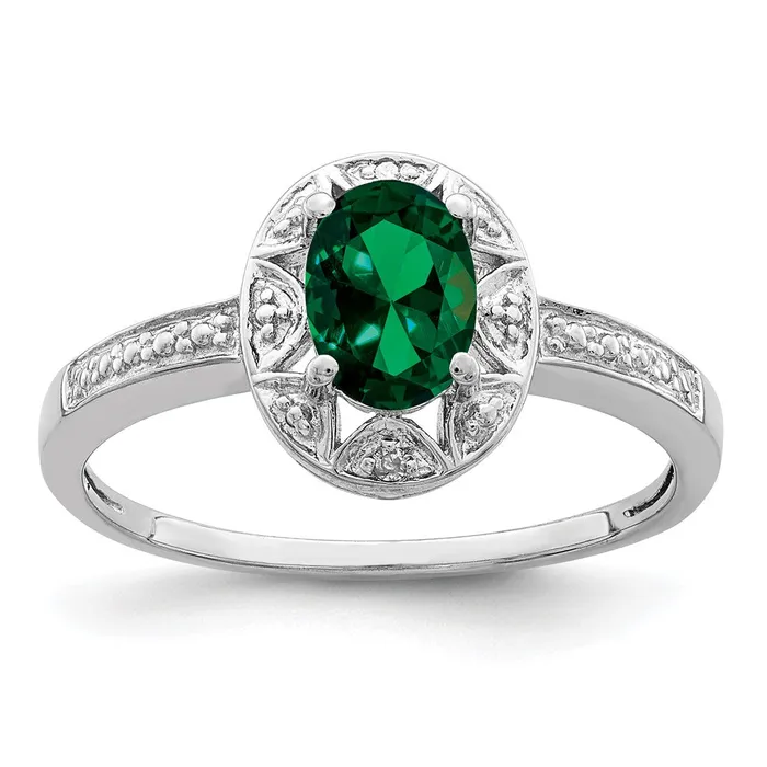 Goldia Sterling Silver Rhodiumplated Diamond u0026 Created Emerald Ring Rings Goldia Sterling Silver Rhodiumplated Diamond u0026 Created Emerald Ring Rings