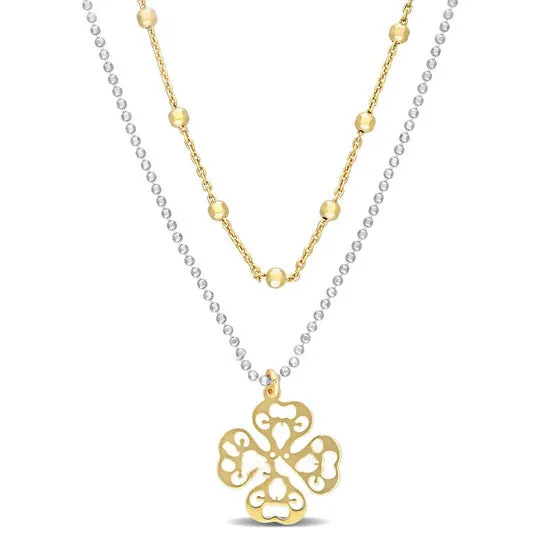 JMS always Necklaces Original AMOUR 2Tone 2Strand Ball Bead Chain Necklace In Yellow Plated Sterling Silver 19 In JMS always Necklaces Original AMOUR 2Tone 2Strand Ball Bead Chain Necklace In Yellow Plated Sterling Silver 19 In