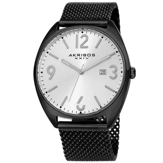 JMS always Rings Original Akribos XXIV Silvertone Dial Mens Watch AK1026BK JMS always Rings Original Akribos XXIV Silvertone Dial Mens Watch AK1026BK