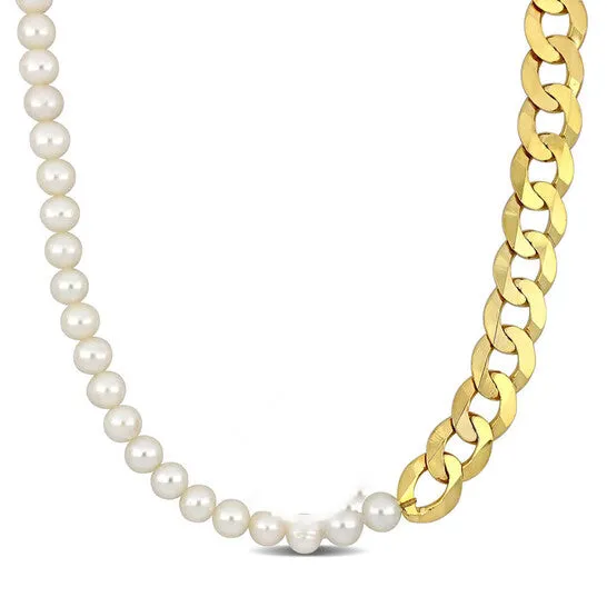 Necklaces JMS always Original AMOUR Mens 775mm Cultured Freshwater Pearl and Curblink Chain Necklace In Sterling Silver Yellow 20 In Necklaces JMS always Original AMOUR Mens 775mm Cultured Freshwater Pearl and Curblink Chain Necklace In Sterling Silver Yellow 20 In