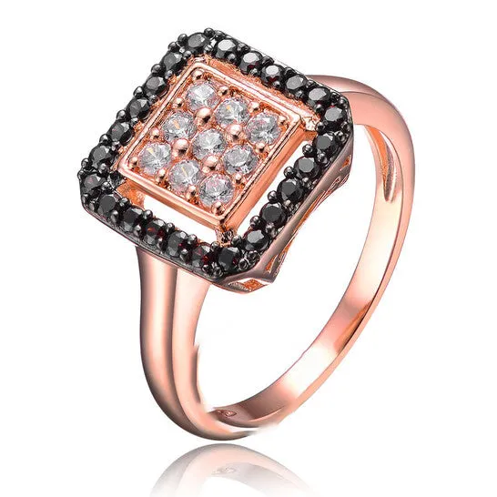 Original Megan Walford Rose Gold Overlay Black and Clear Cubic Zirconia Pave Ring JMS always Rings Original Megan Walford Rose Gold Overlay Black and Clear Cubic Zirconia Pave Ring JMS always Rings