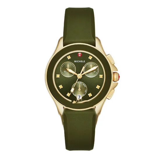 Original Michele Cape Olive Green Sunray Dial Ladies Chronograph Watch MWW27C000006 JMS always Watches Original Michele Cape Olive Green Sunray Dial Ladies Chronograph Watch MWW27C000006 JMS always Watches