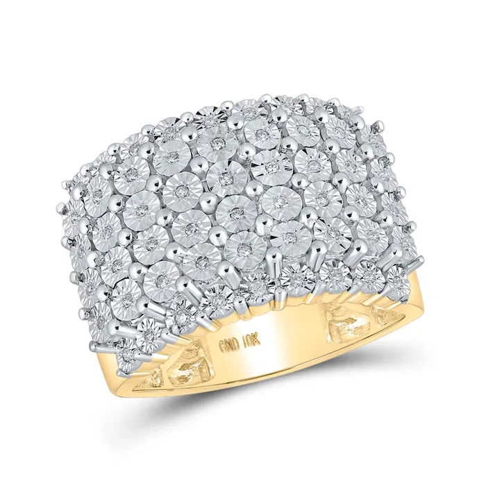 Rings 10k Yellow Gold Round Diamond Fashion Cluster Ring 15 Cttw gndatlanta Rings 10k Yellow Gold Round Diamond Fashion Cluster Ring 15 Cttw gndatlanta