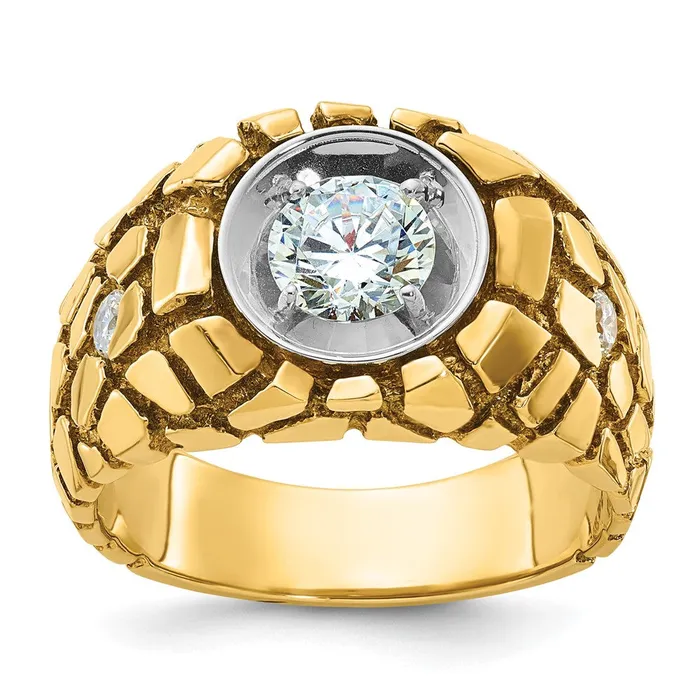 Rings 14k Twotone Gold Mens Diamond Nugget Ring Mounting Goldia