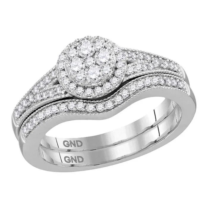 Rings 14k White Gold Diamond Bridal Wedding Ring Set 12 Cttw gndatlanta Rings 14k White Gold Diamond Bridal Wedding Ring Set 12 Cttw gndatlanta