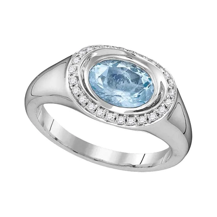 Rings 14k White Gold Oval Aquamarine Diamond Solitaire Ring 1 Cttw gndatlanta Rings 14k White Gold Oval Aquamarine Diamond Solitaire Ring 1 Cttw gndatlanta