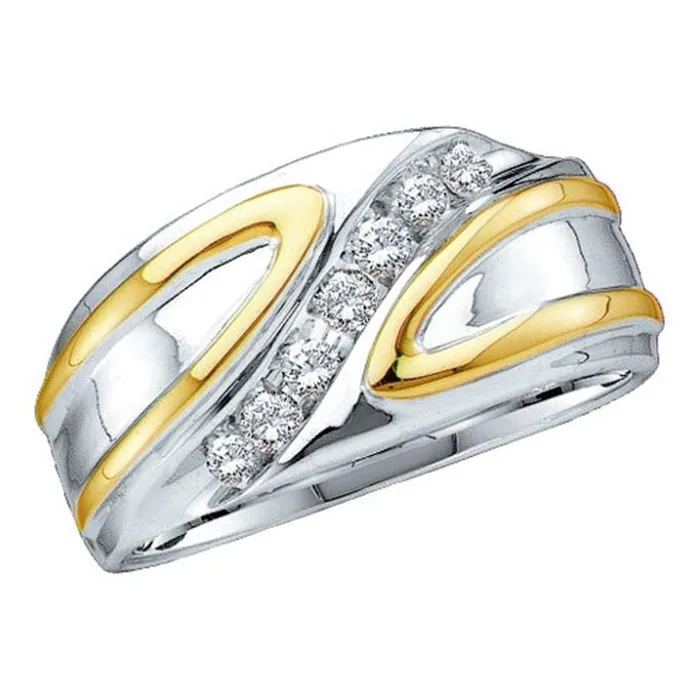 Rings gndatlanta 10k Twotone Gold Round Diamond Diagonal Row Band Ring 14 Cttw Rings gndatlanta 10k Twotone Gold Round Diamond Diagonal Row Band Ring 14 Cttw