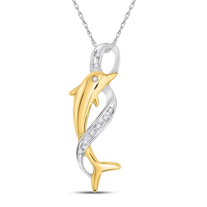 Rings gndatlanta 10k Twotone Gold Round Diamond Dolphin Pendant 120 Cttw Rings gndatlanta 10k Twotone Gold Round Diamond Dolphin Pendant 120 Cttw