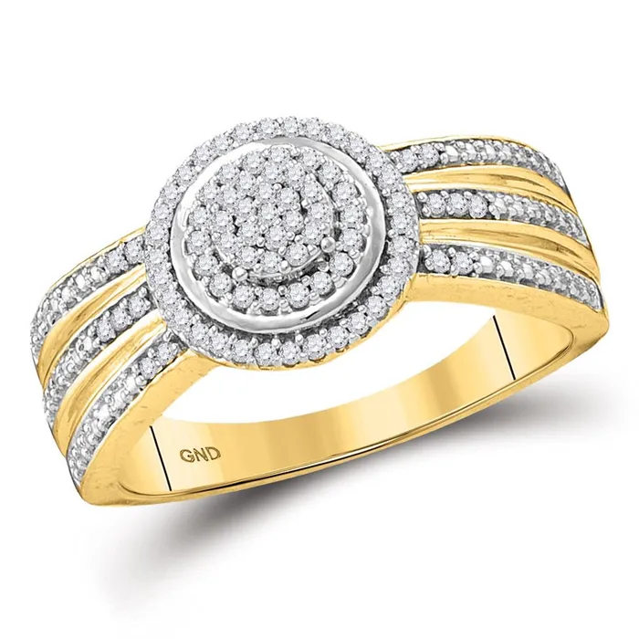 Rings gndatlanta 10k Yellow Gold Round Diamond Cluster Bridal Engagement Ring 15 Cttw Rings gndatlanta 10k Yellow Gold Round Diamond Cluster Bridal Engagement Ring 15 Cttw