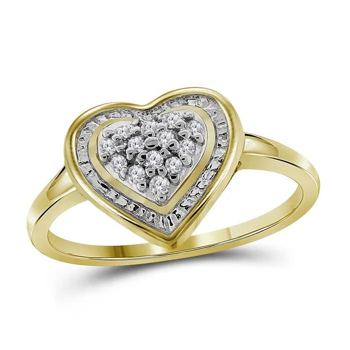 Rings gndatlanta 10k Yellow Gold Round Diamond Heart Frame Cluster Ring 110 Cttw Rings gndatlanta 10k Yellow Gold Round Diamond Heart Frame Cluster Ring 110 Cttw