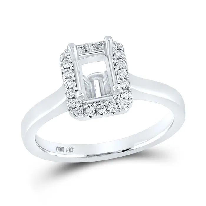 Rings gndatlanta 14k White Gold Round Diamond 1 Ct Emerald Center Bridal SemiMount Ring 14 Cttw Rings gndatlanta 14k White Gold Round Diamond 1 Ct Emerald Center Bridal SemiMount Ring 14 Cttw