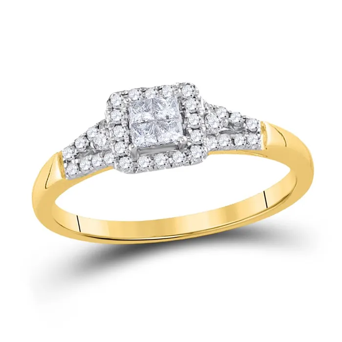 Rings gndatlanta 14k Yellow Gold Princess Diamond Square Frame Cluster Ring 13 Cttw Rings gndatlanta 14k Yellow Gold Princess Diamond Square Frame Cluster Ring 13 Cttw