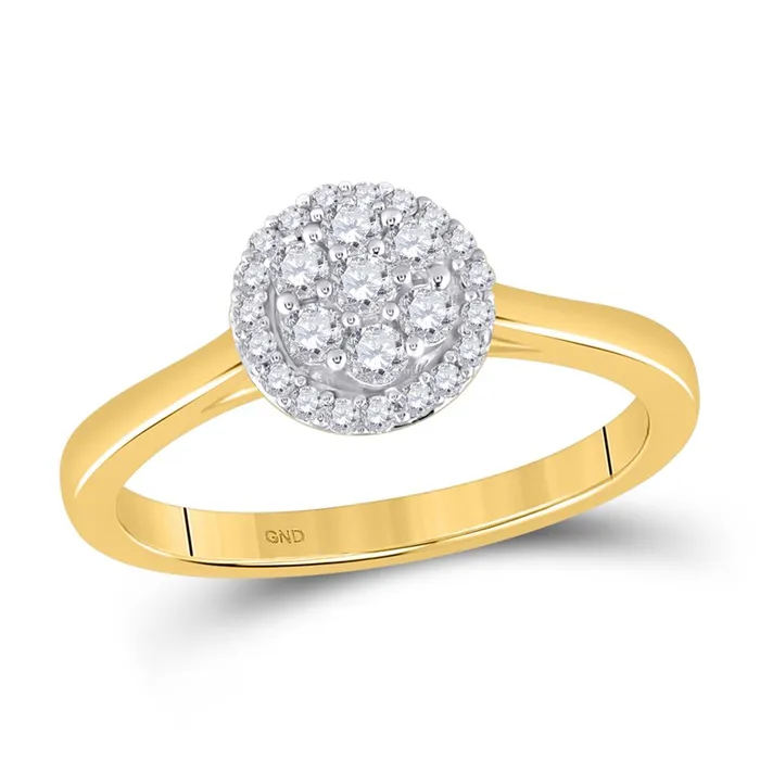 Rings gndatlanta 14k Yellow Gold Round Diamond Halo Flower Cluster Ring 13 Cttw Rings gndatlanta 14k Yellow Gold Round Diamond Halo Flower Cluster Ring 13 Cttw