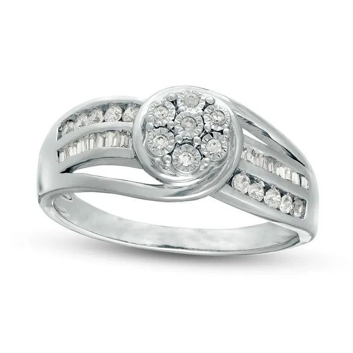 Rings Goldia 025 CT TW Composite Natural Diamond Wavy Split Shank Promise Ring in Solid 10K White Gold Rings Goldia 025 CT TW Composite Natural Diamond Wavy Split Shank Promise Ring in Solid 10K White Gold