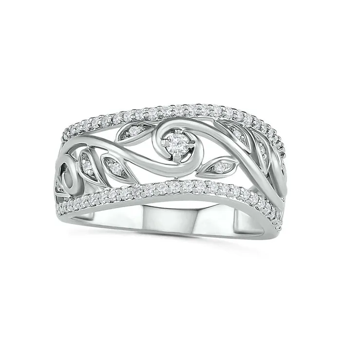 Rings Goldia 033 CT TW Natural Diamond Vine Ring in Solid 10K White Gold Rings Goldia 033 CT TW Natural Diamond Vine Ring in Solid 10K White Gold