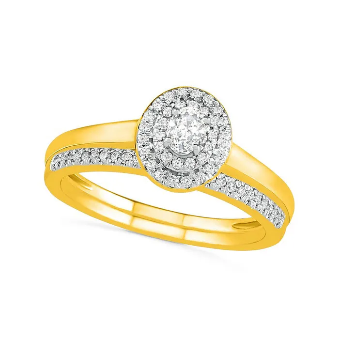 Rings Goldia 038 CT TW Oval Natural Diamond Double Frame Bridal Engagement Ring Set in Solid 10K Yellow Gold Rings Goldia 038 CT TW Oval Natural Diamond Double Frame Bridal Engagement Ring Set in Solid 10K Yellow Gold