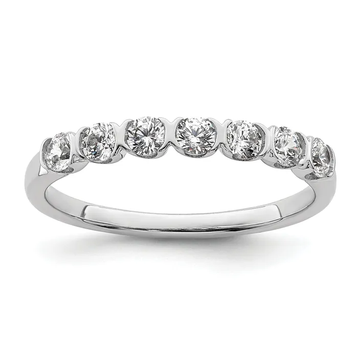 Rings Goldia 050ct CZ Solid Real 14K White Complete 7Stone Wedding Wedding Band Ring Rings Goldia 050ct CZ Solid Real 14K White Complete 7Stone Wedding Wedding Band Ring