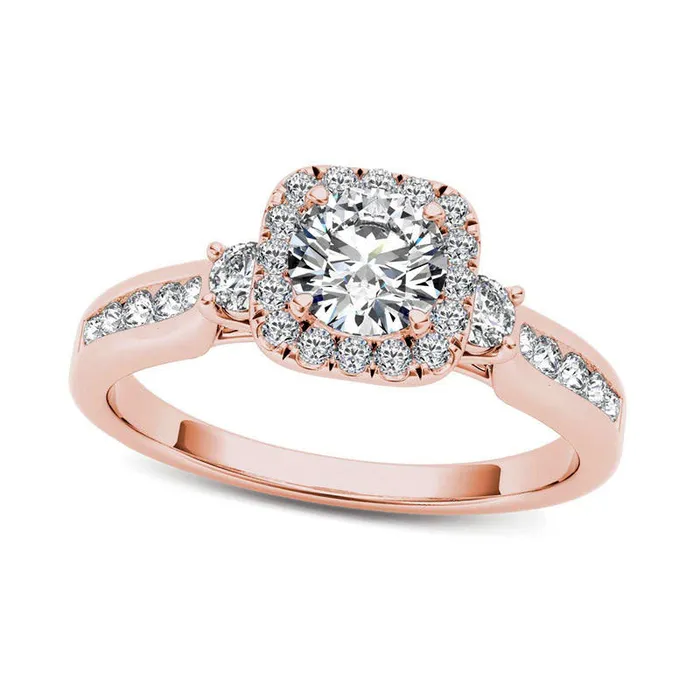 Rings Goldia 088 CT TW Natural Diamond Cushion Frame Engagement Ring in Solid 14K Rose Gold Rings Goldia 088 CT TW Natural Diamond Cushion Frame Engagement Ring in Solid 14K Rose Gold