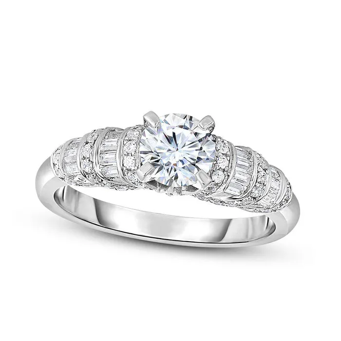 Rings Goldia 125 CT TW Natural Diamond Collar MultiRow Engagement Ring in Solid 14K White Gold Rings Goldia 125 CT TW Natural Diamond Collar MultiRow Engagement Ring in Solid 14K White Gold