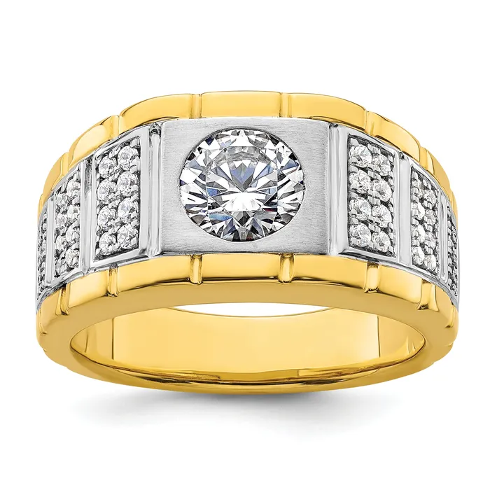 Rings Goldia 14k Twotone 38 Ct Lab Grown Diamond VSSI G Polished and Satin Mens Ring Rings Goldia 14k Twotone 38 Ct Lab Grown Diamond VSSI G Polished and Satin Mens Ring