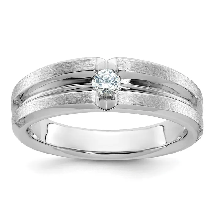 Rings Goldia 14k White Gold Mens Polished and Satin 16 carat Diamond Complete Ring Rings Goldia 14k White Gold Mens Polished and Satin 16 carat Diamond Complete Ring