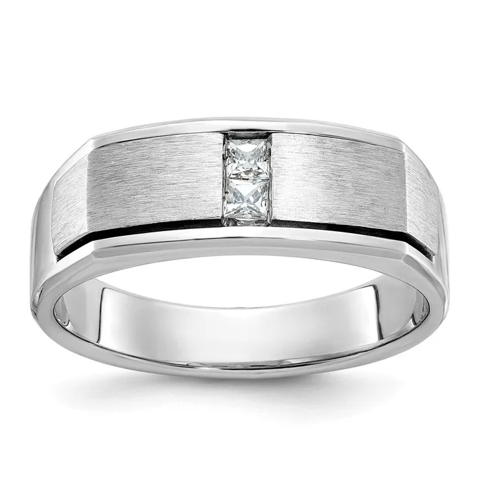 Rings Goldia 14k White Gold Mens Polished Antiqued and Satin 110 carat Diamond Complete Ring Rings Goldia 14k White Gold Mens Polished Antiqued and Satin 110 carat Diamond Complete Ring