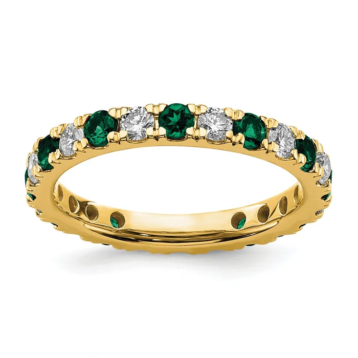 Rings Goldia 14k Yellow Gold 78 Ct Lab Grown Diamond VSSI G and Lab Created Emerald Eternity Band Ring Rings Goldia 14k Yellow Gold 78 Ct Lab Grown Diamond VSSI G and Lab Created Emerald Eternity Band Ring
