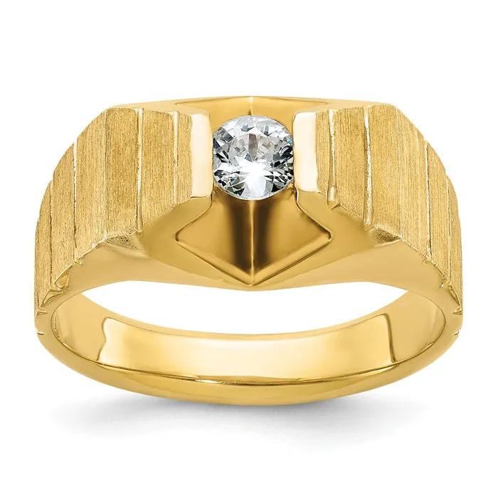 Rings Goldia 14k Yellow Gold Mens Polished and Satin 13 carat Diamond Complete Ring Rings Goldia 14k Yellow Gold Mens Polished and Satin 13 carat Diamond Complete Ring