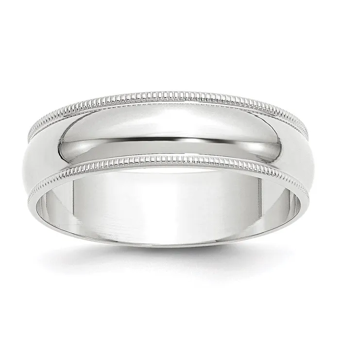 Rings Goldia Solid 10K White Gold 6mm Light Weight Milgrain Half Round MensWomens Wedding Band Ring Size 115 Rings Goldia Solid 10K White Gold 6mm Light Weight Milgrain Half Round MensWomens Wedding Band Ring Size 115
