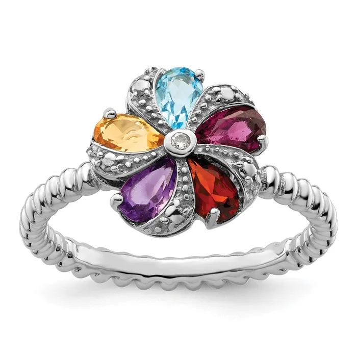 Rings Goldia Sterling Silver Stackable Expressions Gemstone u0026 Diamond Ring Rings Goldia Sterling Silver Stackable Expressions Gemstone u0026 Diamond Ring