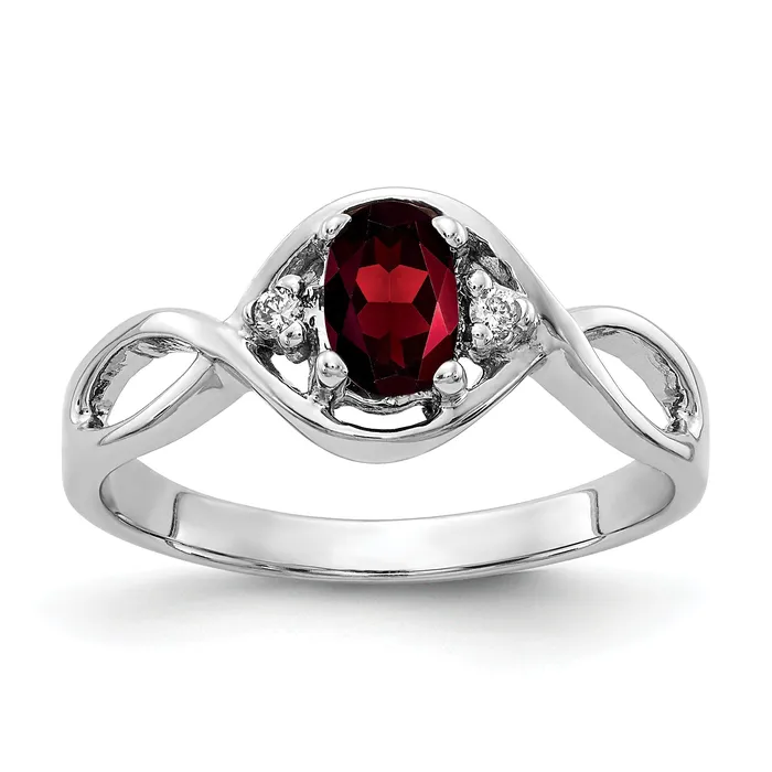 Rings Solid 14k White Gold 6x4mm Oval Simulated Garnet ChecKer AA CZ Ring Goldia Rings Solid 14k White Gold 6x4mm Oval Simulated Garnet ChecKer AA CZ Ring Goldia