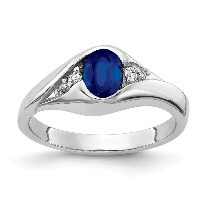 Rings Solid 14k White Gold 6x4mm Oval Simulated Sapphire VS CZ Ring Goldia Rings Solid 14k White Gold 6x4mm Oval Simulated Sapphire VS CZ Ring Goldia