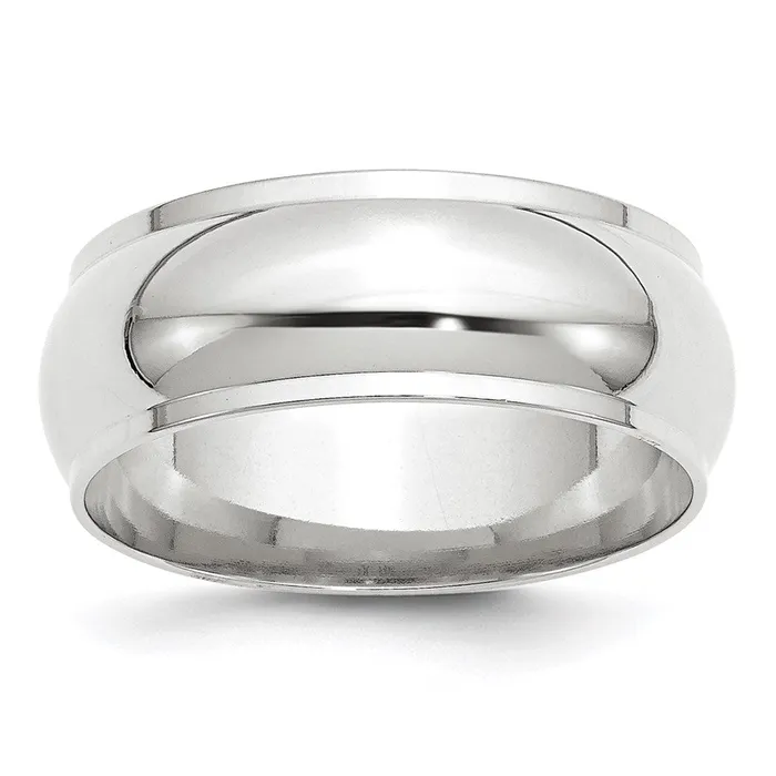 Rings Solid 18K White Gold 8mm Half Round with Edge MensWomens Wedding Band Ring Size 6 Goldia Rings Solid 18K White Gold 8mm Half Round with Edge MensWomens Wedding Band Ring Size 6 Goldia