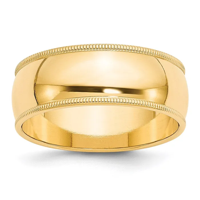 Solid 10K Yellow Gold 8mm Milgrain Half Round MensWomens Wedding Band Ring Size 55 Goldia Rings Solid 10K Yellow Gold 8mm Milgrain Half Round MensWomens Wedding Band Ring Size 55 Goldia Rings