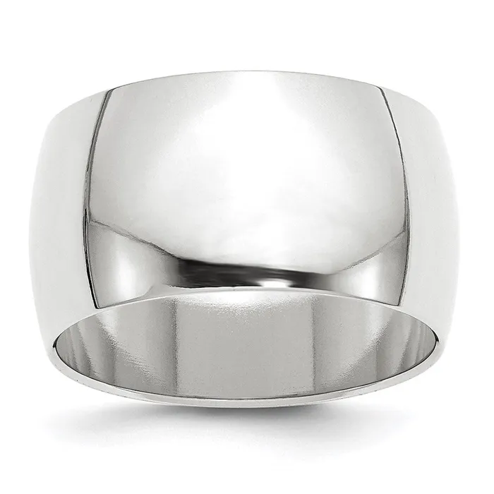 Solid 14K White Gold 12mm Half Round MensWomens Wedding Band Ring Size 55 Goldia Rings Solid 14K White Gold 12mm Half Round MensWomens Wedding Band Ring Size 55 Goldia Rings