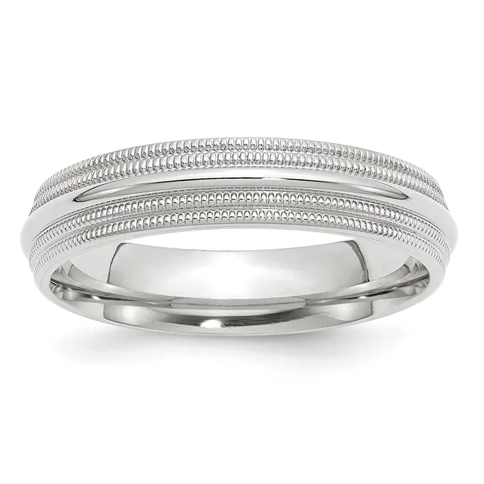 Solid 14K White Gold 5mm Double Milgrain Comfort Fit MensWomens Wedding Band Ring Size 12 Goldia Rings Solid 14K White Gold 5mm Double Milgrain Comfort Fit MensWomens Wedding Band Ring Size 12 Goldia Rings